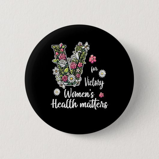 Badge Rond 5 Cm V Pour Victoire ; Santé des femmes S (Devant)