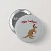 Badge Rond 5 Cm Vacances chanceuses ! Noël Kangaroo (Devant & derrière)