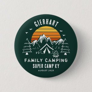 Badge Rond 5 Cm Vacances de camping en famille rétro personnalisée