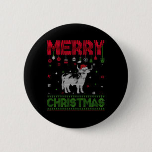Badge Rond 5 Cm Vacances de Noël moche plaisir Highland Cow Graphi