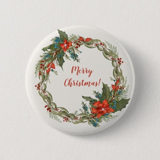 Badge Rond 5 Cm Vacances de Noël Wreath (Devant)