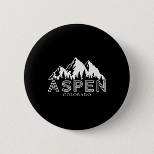Badge Rond 5 Cm Vacances de ski à Aspen Colorado Montagne