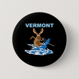 Badge Rond 5 Cm Vacances de ski nautique au lac Moose Moose au Ver