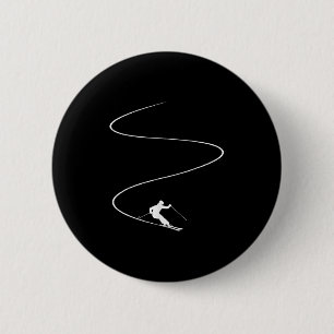 Badge Rond 5 Cm Vacances de ski Sports d'hiver - Ski Pente Ski Ski
