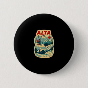Badge Rond 5 Cm Vacances de ski vintage à Alta Utah Souvenir de vo