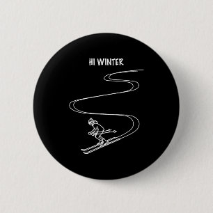 Badge Rond 5 Cm Vacances d'hiver ski ligne art Noël x-mas ski