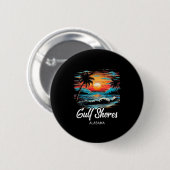 Badge Rond 5 Cm Vacances en famille Retro Sunset Alabama Gulf Shor (Devant & derrière)