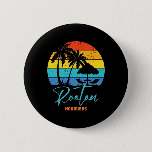 Badge Rond 5 Cm Vacances en famille Roatan Honduras Plage Vacances (Devant)