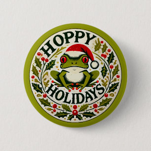 Badge Rond 5 Cm Vacances Hoppy Frog Noël