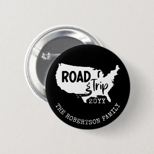 Badge Rond 5 Cm Vacances personnalisées Family Road Trip USA Car