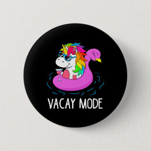Badge Rond 5 Cm Vacay Mode Cute Unicorn Funny Famille Vacances Cad