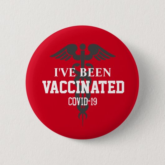 Badge Rond 5 Cm Vaccin Convid 19 Vaccin Rouge (Devant)