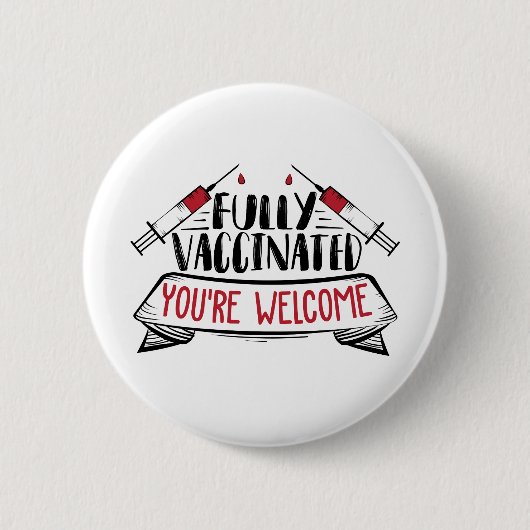 Badge Rond 5 Cm Vaccin Convid Entièrement Vacciné (Devant)
