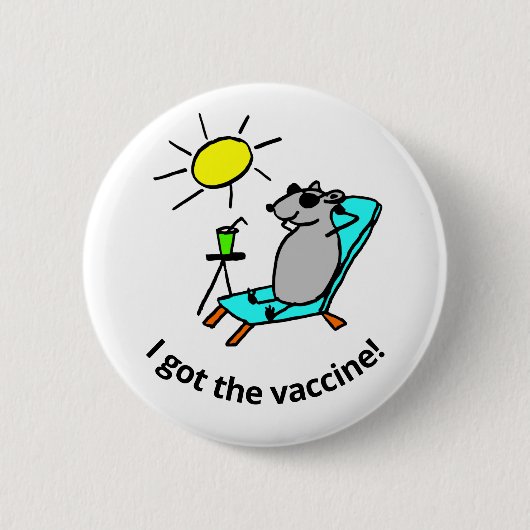 Badge Rond 5 Cm Vaccinated Rat on Vacation (Devant)
