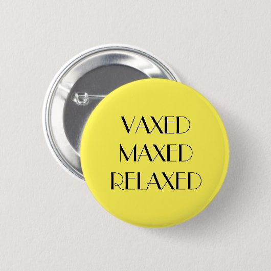 Badge Rond 5 Cm Vaccination décontractée Vaxée Jaune Art Déco (Devant & derrière)