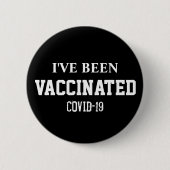 Badge Rond 5 Cm Vacciné Convid 19 Vaccin Noir Personnalisé (Devant)
