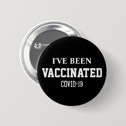 Badge Rond 5 Cm Vacciné Convid 19 Vaccin Noir Personnalisé (Devant & derrière)