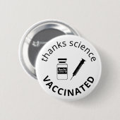 Badge Rond 5 Cm Vacciné Covid-19 Merci Science (Devant & derrière)