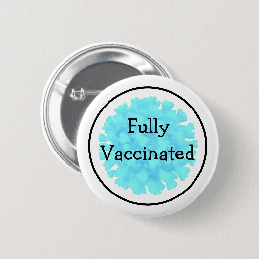 Badge Rond 5 Cm Vacciné entièrement contre le virus 19 (Devant & derrière)
