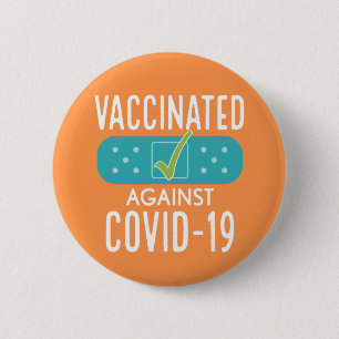 Badge Rond 5 Cm Vacciné J'ai reçu le vaccin Mon Covid-19 - bleu 