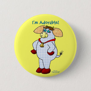 Badge Rond 5 Cm Vache à belle, "je suis adorable ! "
