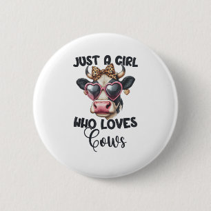 Badge Rond 5 Cm Vache Aime Juste Une Fille Qui Aime Les Vaches _1