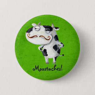 Badge Rond 5 Cm Vache avec des moustaches