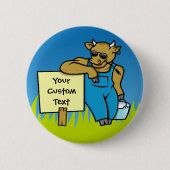 Badge Rond 5 Cm Vache avec signe (Devant)
