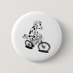 Badge Rond 5 Cm Vache Bikepacking Vélo de Montagne Vache Bikepacki