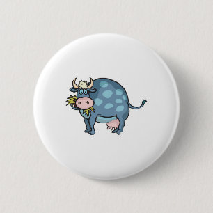 Badge Rond 5 Cm vache bleue grosse drôle