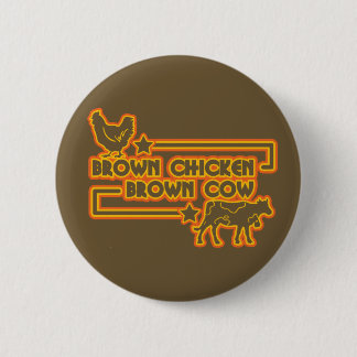 Badge Rond 5 Cm Vache Brown à brun de poulet