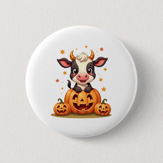 Badge Rond 5 Cm Vache citrouille Patch (Devant)