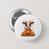 Badge Rond 5 Cm Vache citrouille Patch (Devant & derrière)