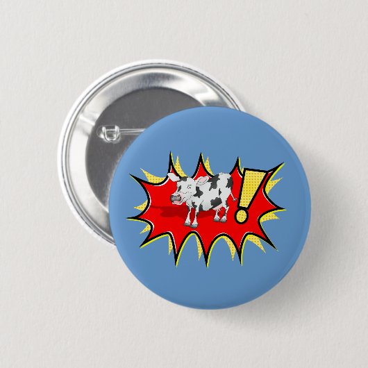 Badge Rond 5 Cm Vache dans une explosion de KAPOW (Devant & derrière)