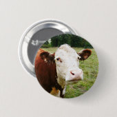 Badge Rond 5 Cm Vache de boucherie faite face blanche (Devant & derrière)