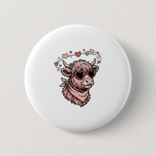 Badge Rond 5 Cm Vache de la Saint-Valentin mignonne Gravure vintag