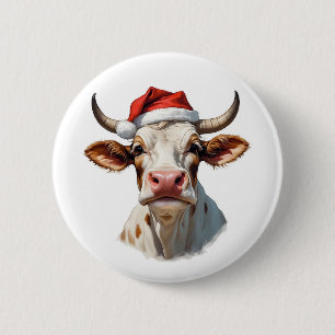 Badge Rond 5 Cm vache de noël