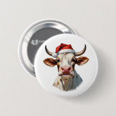 Badge Rond 5 Cm vache de noël (Devant & derrière)