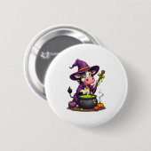 Badge Rond 5 Cm Vache de sorcière Cauldron Brew (Devant & derrière)