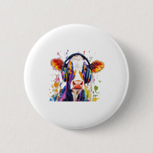Badge Rond 5 Cm Vache des hautes terres colorées