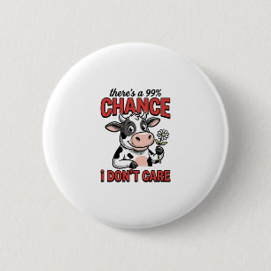 Badge Rond 5 Cm Vache Drôle Chance Je M'en Fiche Vintage