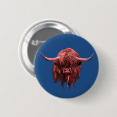 Badge Rond 5 Cm Vache écossaise des Highlands (Devant & derrière)