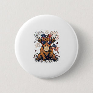 Badge Rond 5 Cm Vache écossaise patriotique Bubblegum Gravure vint