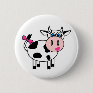 Badge Rond 5 Cm Vache heureuse à fille