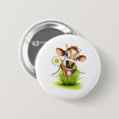Badge Rond 5 Cm Vache Jersey dans l'herbe (Devant & derrière)