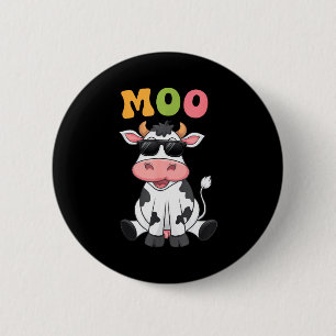 Badge Rond 5 Cm Vache Moo Groovy - Vache d'agriculteur drôle Homme