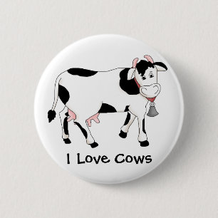 Badge Rond 5 Cm Vache noire et blanche