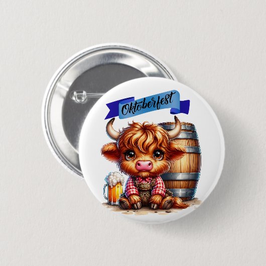 Badge Rond 5 Cm Vache Oktoberfest avec bière (Devant & derrière)