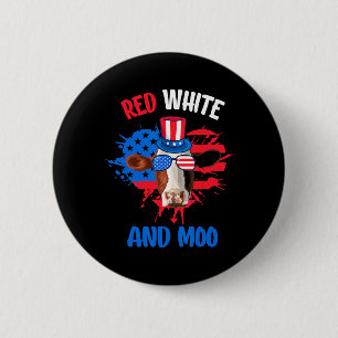 Badge Rond 5 Cm Vache Patriotique Rouge Blanc Et Moo 4 juillet