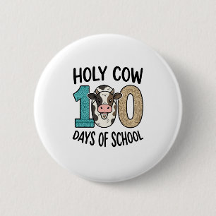 Badge Rond 5 Cm Vache sacrée 100 jours d'école Vintage T-shirt de